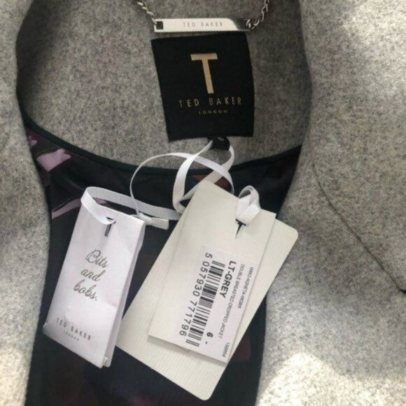 Ted Baker London Agneta Double Breast Crop Jacket in Light Gray Size 6 NWT - Picture 13 of 14
